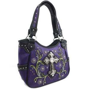 Blossom Floral Embroidery Cross Tote