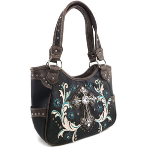 Blossom Floral Embroidery Cross Tote