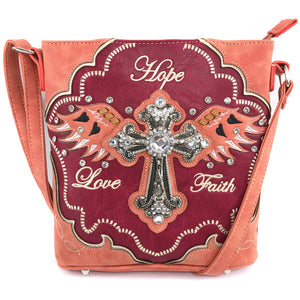 Hope Love Faith Cross Wings Crossbody