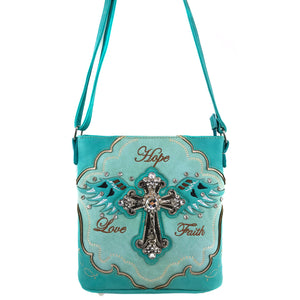 Hope Love Faith Cross Wings Crossbody