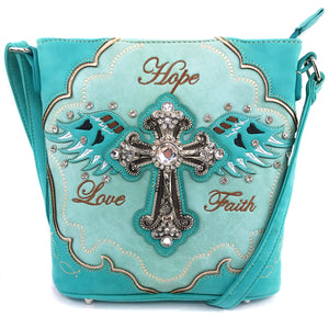 Hope Love Faith Cross Wings Crossbody