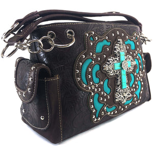 Original Cross Turquoise Floral Carving Handbag