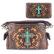 Original Cross Turquoise Floral Carving Handbag Wallet Set