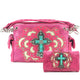 Original Cross Turquoise Floral Carving Handbag Wallet Set