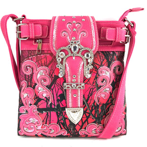 Camouflage Bling Shine Floral Buckle Crossbody