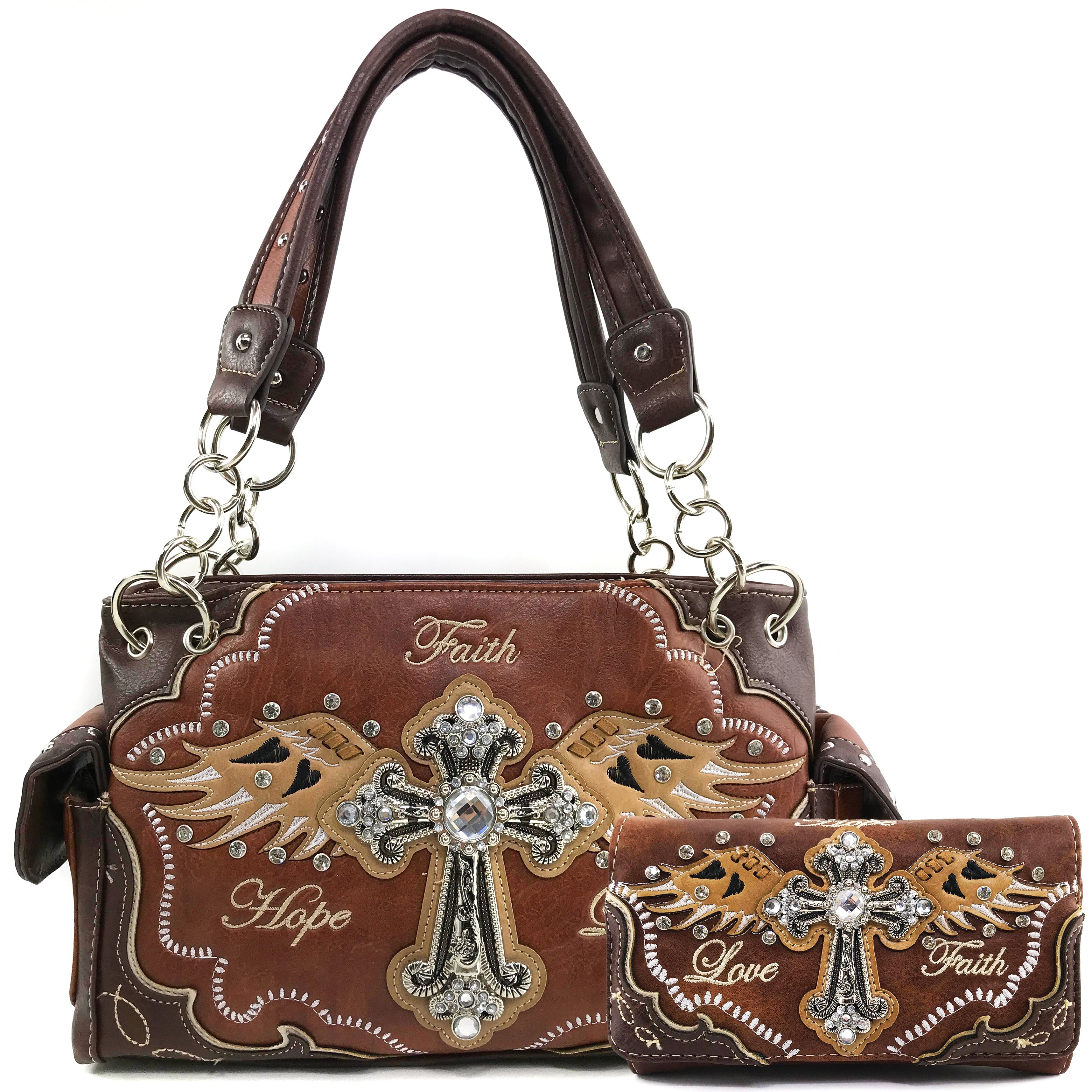Zelris Tribal Dream Catcher Embroidery Handbag & Wallet Set - Western Style CCW Concealed Carry Purse