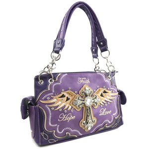 Hope Love Faith Cross Wings Handbag