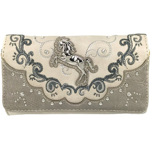 Mustang Horse Floral Embroidery Wallet