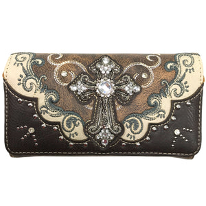 Mustang Cross Floral Embroidery Wallet