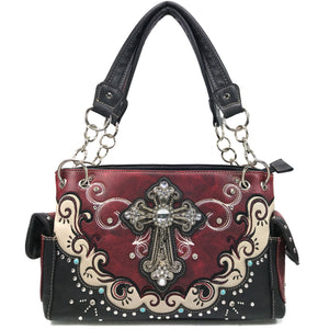 Mustang Cross Floral Embroidery Handbag