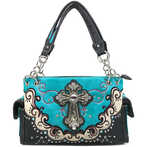 Mustang Cross Floral Embroidery Handbag