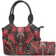 Clydesdale Buckle Studded Tooled Handbag Wallet Set