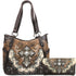 Mustang Cross Floral Embroidery Tote Wallet Set