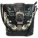 Mustang Buckle Floral Embroidery Crossbody
