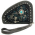 Swirly Vines Concho Embroidery Gun Shaped Crossbody Pouch