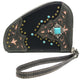 Western Turquoise Concho Studs Gun Shaped Crossbody Pouch