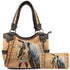 Dakota Horse Mane Embroidery Feather Tote Purse Wallet Set