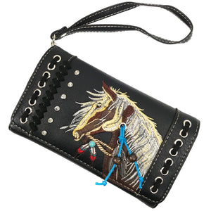 Dakota Horse Mane Embroidery Feather Wallet