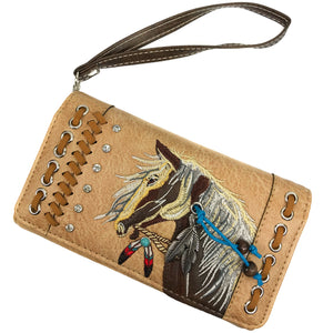 Dakota Horse Mane Embroidery Feather Wallet