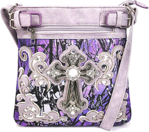 Camouflage Bling Shine Floral Cross Crossbody